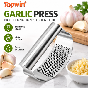 Prensa de Ajo de Acero Inoxidable, Picadora Manual de Ajo con Mango Ergonómico, Fácil de Limpiar, Utensilio de Cocina - Product Image 1