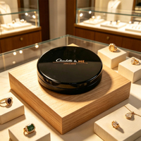 Boîte à bijoux ronde en bois à finition brillante, doublure en velours noir, logo personnalisé, boîte en bois pour collier, bracelet, bijoux, vente au détail et cadeau de marque