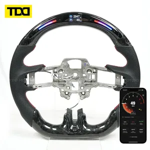 พวงมาลัย/แป้นเปลี่ยนเกียร์ TDD Motors แบบกำหนดเอง ผลิตจากคาร์บอนไฟเบอร์แท้ 100% พร้อมหน้าจอ LED แสดงข้อมูล ใช้ได้กับรถมัสแตง ปี 2015-2023 - Product Image 1