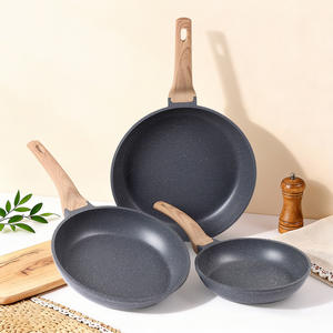 Zhenmili Nonstick Fry <b>Pan</b> Aluminum Alloy Three Layer Bottom Household Cooking <b>Pan</b> With Wooden <b>Handle</b> - Product Image 3