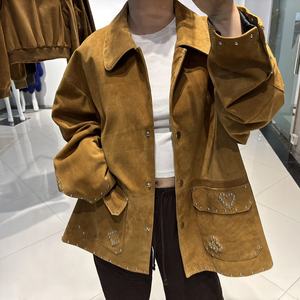 <span class=keywords><strong>Chaqueta</strong></span> de Gamuza con Remaches Extra Grande de Alta Calidad para Mujer, Otoño 2025, <span class=keywords><strong>Chaqueta</strong></span> de Cuero Genuino para Mujer - Product Image 5