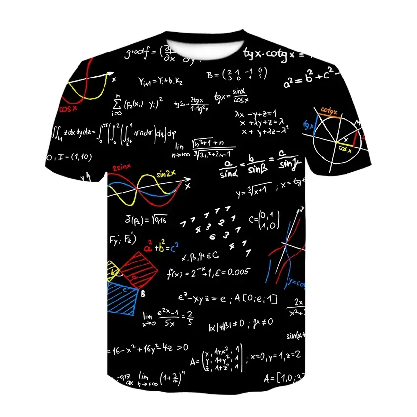 Custom Digital Printed All Over Tshirts Mathematical Formula Math Tshirt Funny Streetwear Man Graphic Tee Shirt