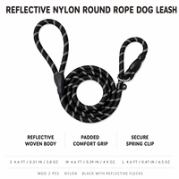 Laisse pour chien en nylon simple, solide et réfléchissante, 5 m, pour toutes les tailles de chiens, lavage à la main