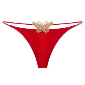 Women's Bow Embellished Low-Rise <b>Thong</b> Panty Sexy Thin Strap T-back <b>G</b>-<b>string</b> Underwear Soft Lingerie for Daily & Night Wear - Product Image 5