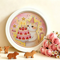 Kit de Bricolage SONGWOO pour Peinture Diamant Perle, Motif Animal de Dessin Animé Mignon Fait Main, Encadré, Rond, pour Chambre, Salon, Bureau