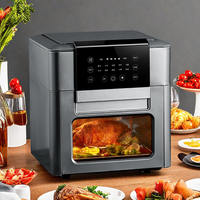 Friteuse à air numérique moderne sans huile de 12 L, format familial, 2 niveaux, en acier inoxydable, carrée, électrique, à économie d'énergie, appareil de cuisine