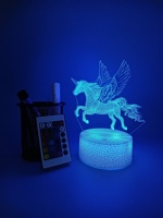 Lampe de nuit LED 3D moderne avec télécommande 4W, base de table/bureau Anime, bleu/blanc, noir, rouge, acrylique, décoration de chambre d'enfant