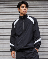 Veste bomber sportive légère en nylon ripstop 100 %, résistante à l'eau, respirante, avec fermeture éclair, pour homme, coupe ample, motif sur le devant