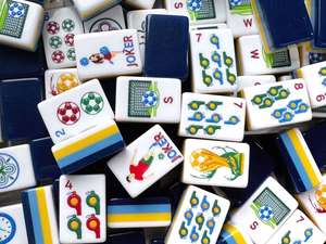 Offre Spéciale <span class=keywords><strong>Coupe</strong></span> <span class=keywords><strong>du</strong></span> <span class=keywords><strong>Monde</strong></span> de Football : Mahjong Coloré de Luxe 160 Tuiles en Acrylique Pliable Écologique – Mahjong Américain de Football - Product Image 3