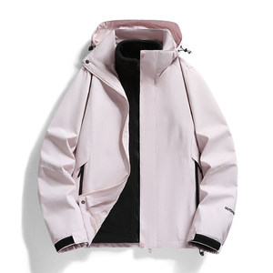 เสื้อแจ็คเก็ตกันลมสำหรับเดินป่าแบบ unisex สีพื้น บุขนแกะ คอสูง กันลมได้ดี - Product Image 2