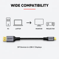 Câble DP vers USB C 4K120Hz, adaptateur DP vers Type-C, câble tressé en aluminium pour moniteur et ordinateur portable