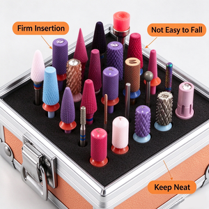 26pcs Metal <b>Nail</b> Drill Bits Set with Holder <b>Case</b> Ceramic Diamond Manicure Pedicure Cuticle Remover for Salon - Product Image 5