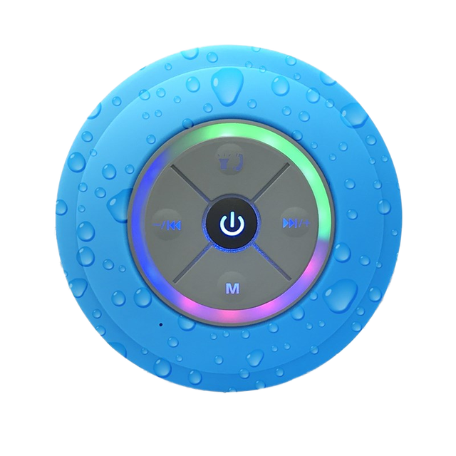 IPX4 Waterproof V5.1 Wireless Speaker Suction Cup Plastic Colorful RGB Light Stereo Sound Portable Boombox Built-in Mic Button