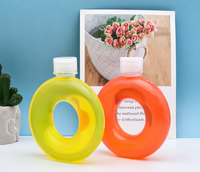 Bouteille de 500 ml en PETG jetable avec bouchon à vis, forme donut unique, pour thé au lait, jus et boissons à haute température – Offre Spéciale