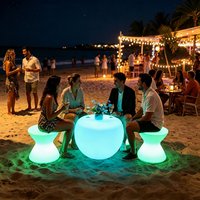 Table basse LED moderne étanche, tabouret sablier lumineux, ensemble de mobilier pour bar, salle de sport, extérieur, plage, pelouse, fête, événement, hôtel, cuisine