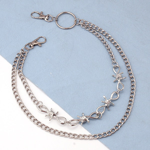 Spike Double Layer Pants <b>Chain</b> Zinc Alloy Hip Hop Casual <b>Waist</b> <b>Chain</b> With Double Ring For Fashion Body <b>Chain</b> - Product Image 4