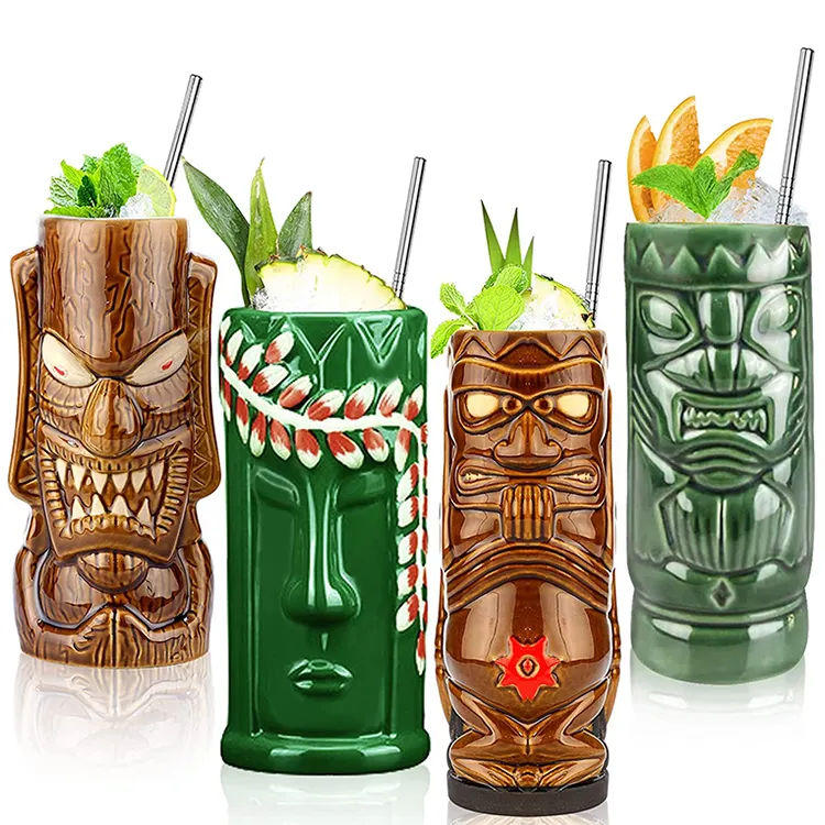 High Quality Unique Design Tiki Style Hawaii Cocktail Bar Ceramic Beer Mug