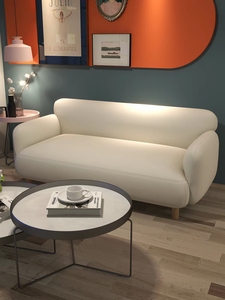 Sofá Moderno de Tela Tapizado con Brazos Rectos, Cojín en la Respalda y Patas de Madera para Sala de Estar, Apartamento u Hotel - Product Image 6