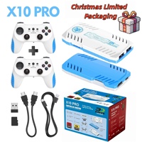 Edisi Terbatas Natal X10 Pro Game Stick 128GB 4K HD Konsol Video Game Retro, 2 Pemain 2.4G Pengontrol Game Nirkabel