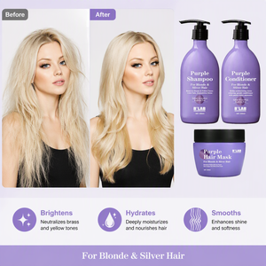 Marque privée nouveau Design hydratant Anti jaune violet équilibrant <span class=keywords><strong>Blond</strong></span> argent <span class=keywords><strong>shampoing</strong></span> et après-<span class=keywords><strong>shampoing</strong></span> avec masque pour cheveux violet - Product Image 1