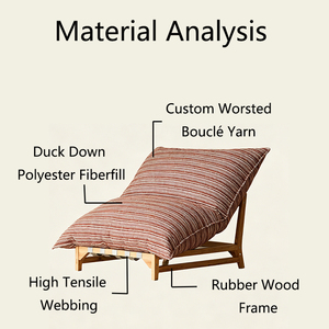 Sillón Nórdico <span class=keywords><strong>de</strong></span> Madera <span class=keywords><strong>de</strong></span> Caucho Sólido con Tela Bouclé, Sillón Individual para Balcón, Sala <span class=keywords><strong>de</strong></span> Estar o Dormitorio - Product Image 2
