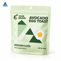 Sachet Mylar vert mat personnalisé avec logo, à fond plat, trou de suspension et fermeture éclair, qualité alimentaire 200g, pour ingrédients de boulangerie et snacks