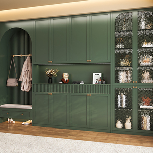 <span class=keywords><strong>Mueble</strong></span> Zapatero de Estilo Francés Tradicional Moderno para Sala de Estar, Almacenamiento Modular Personalizado para Toda la Casa con Puertas Tejidas de <span class=keywords><strong>Ratán</strong></span> Integradas - Product Image 1