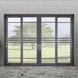 Pintu Rumah aluminium kedap suara kustom modern interior ruang tamu thermal break aluminium Aloi kaca geser pintu Prancis