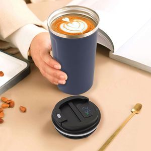 Bulk Wholesale Custom Logo Temperature Display Insulated Stainless Steel <b>Coffee</b> Mug With Lid for Car Office - Product Image 2