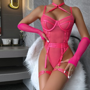 New Fashion Lingerie Women <b>Sexy</b> Erotic Mesh Bodysuit With Leg Loop Underwear Ultra Thin <b>Bra</b> and Panty <b>Set</b> - Product Image 4
