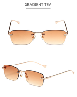 Lunettes de soleil classiques sans monture en métal, de luxe, tendance, avec monture taillée en diamant, verres dégradés