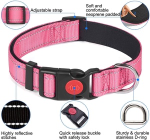 Venta al por mayor personalizado simple patrón sólido nailon ajustable perro mascota collares personalizados reflectantes con hebilla Collares - Product Image 3
