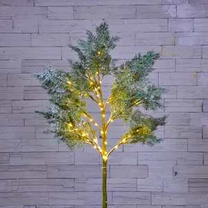 Gran oferta, luz de árbol de alambre esmaltado de 39 pulgadas y 65LED debajo de hojas de cedro con maceta, luz de decoración navideña para sala de fiestas