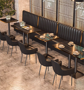 Asientos de Restaurante Modernos en Oferta, Muebles de Restaurante de Color Negro, Juego de Mesa y Sillas de Cuero para Restaurante de Comida Rápida - Product Image 1
