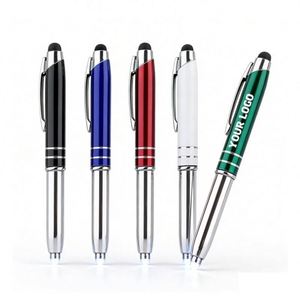 Wholesale Custom Logo 3 in 1 Multifunctional Metal Stylus <b>Pen</b> Led Light <b>Pen</b> High Quality Promotional Metal <b>Pen</b> with Flashlight - Product Image 1