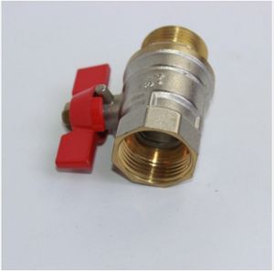 Миниатюрный латунный шаровой кран с красной короткой ручкой-бабочкой, с внутренней и наружной резьбой, ручное управление, для воды, OEM - Product Image 4