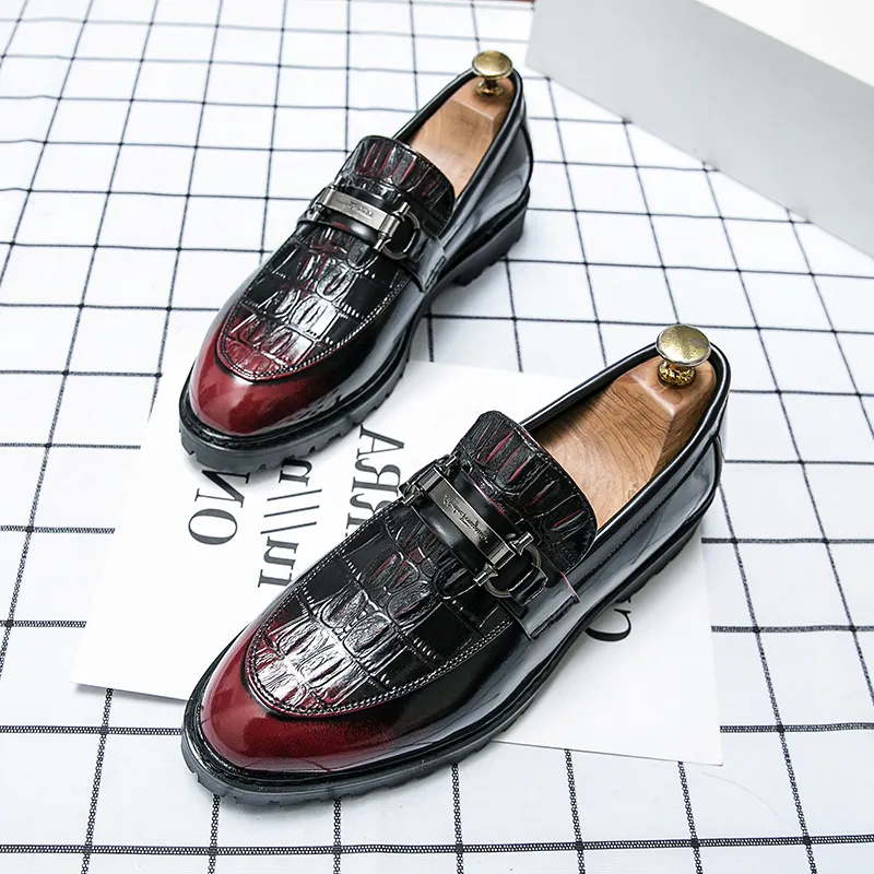 Fashion Horsebit Shoes Comfortable Black Slip On Formal Leather Shoes Men Loafers Dress Shoes