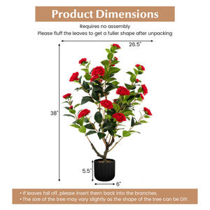 DB, 2 uds., árbol de Camelia Artificial de 38 pulgadas, planta de flor de imitación, cemento, plástico, seda, graduación decorativa, Navidad, personalizable - Product Image 3
