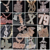 Bijoux Hip Hop pour Hommes Personnalisés Or 18 carats Argent Sterling 925 Moissanite VVS Diamant de Laboratoire Mosaïque Lettre Initiale Nom Pendentif