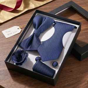 6-Piece Men's <b>Wedding</b> & Christmas Business <b>Gift</b> <b>Set</b> Personalized Bow Tie Necktie Pocket Square Cufflinks Lapel Pin <b>Gift</b> Box - Product Image 2