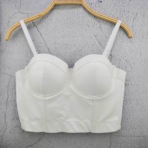 PU Halter Women's Solid Color <b>Stretch</b> Vest Sexy Corset <b>Wrap</b> Vest Tops Fashion - Product Image 2