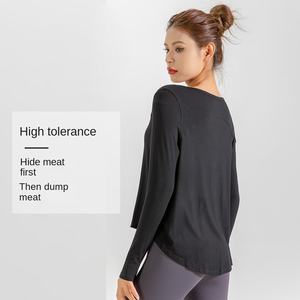 Gym Sport Femmes Active Wear Tshirt Manches Longues Bouton Côtelé Crop Top Formation Fitness Running Deportes De <span class=keywords><strong>Manga</strong></span> Corta - Product Image 4