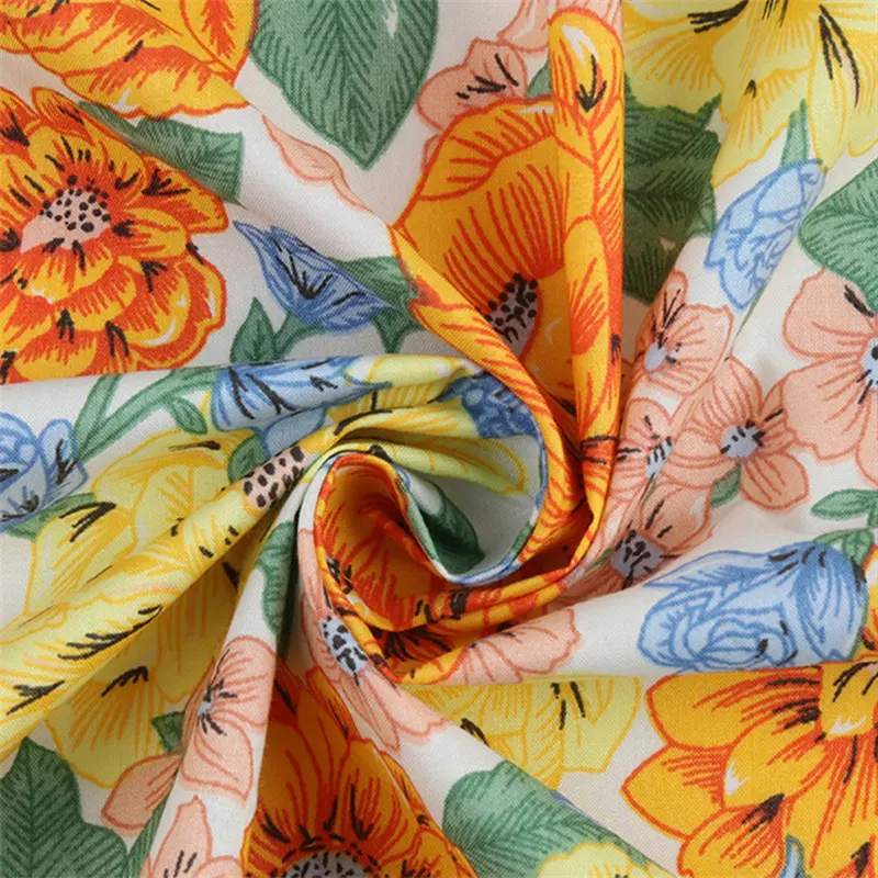 High Quality custom fabric printing Plain TC poplin beautiful flower Printed fabric
