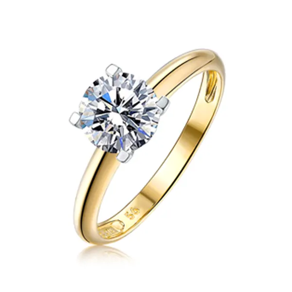 Wholesale Simple Design Circle 9K 10K 14K 18K Real Gold Fancy Wedding Engagement Zircon Diamond Ring