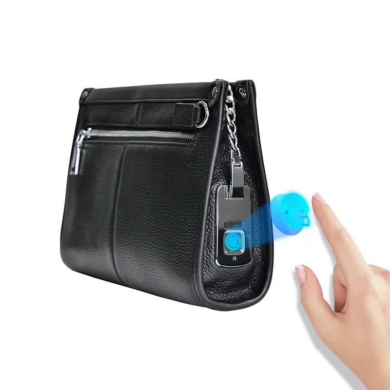 Men's Soft Leather Handbag Fingerprint Lock Clutch Business Bag Custom Genuine Cow Leather Clutch
