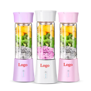 Mini Licuadora Portátil de 6 Cuchillas con Logotipo Personalizado, Licuadora de Frutas Personal sin BPA, Vaso de Vidrio de 380 ml, Cargador USB, Trituradora de Hielo para Coche, USB Re - Product Image 5