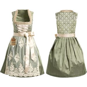 Vestido Dirndl Bávaro Personalizado para Mujer, Verde con Delantal, Traje Tradicional Alemán, Ropa para Oktoberfest - Product Image 1
