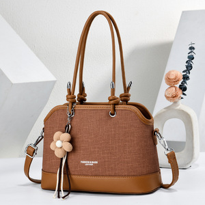 Women's <b>Black</b> Handbag with Flower Pendant <b>Top</b> <b>Handle</b> Shoulder Crossbody <b>Bag</b> Zipper Purse for Daily Travel - Product Image 3