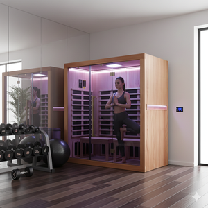 Sauna infrarouge moderne pour 4 personnes avec logo personnalisé OEM ODM, construction en bois massif, certifié ETL/CE, pour utilisation en salle de sport ou appartement, fabrication en usine - Product Image 6