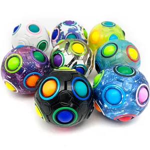 Creative Spheric Rainbow Magic Ball Toy Plastic Sensory Fidgets Puzzle Cube Magic Ball For Kids
